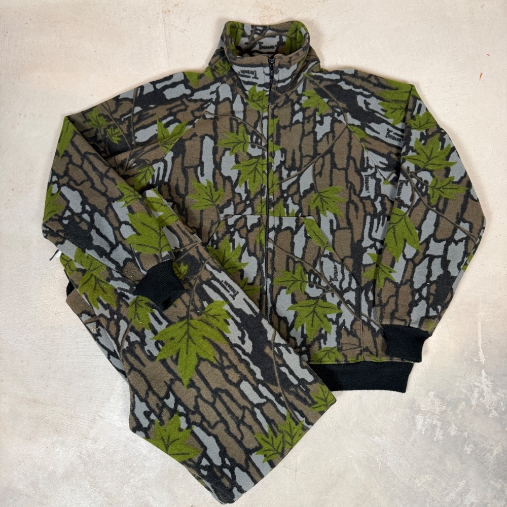 Saf-T-Bak Polartuff Trebark Camo Fleece Jacket and Pants Set Mens Medium USA